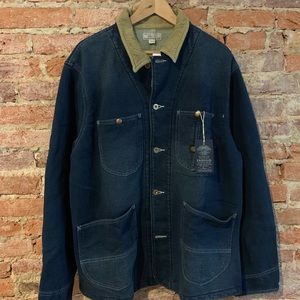 J Crew Wallace Barnes Indigo Fleece Chore Jacket